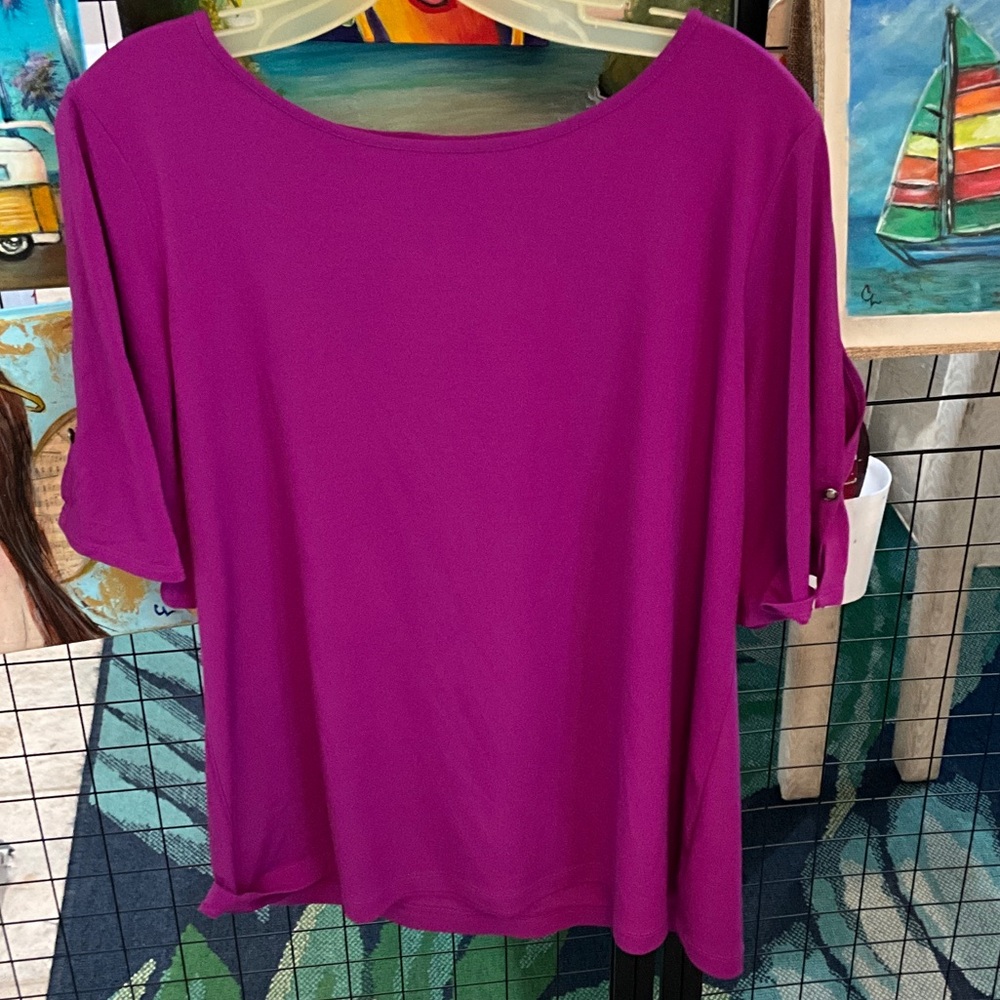 Susan Graver Vibrant Magenta Blouse